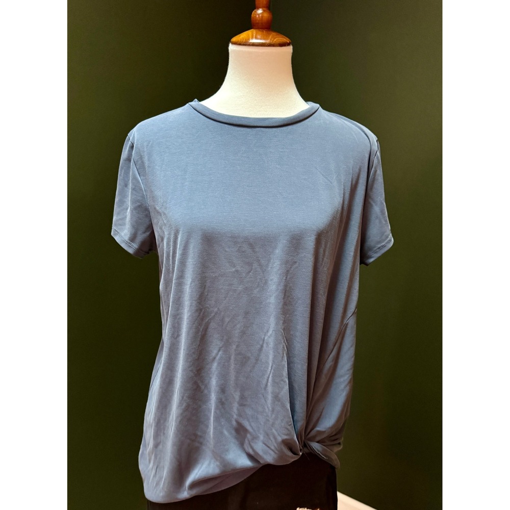 Green Envelope Los Angeles Blue Twist Front Short Sleeve‎ Top